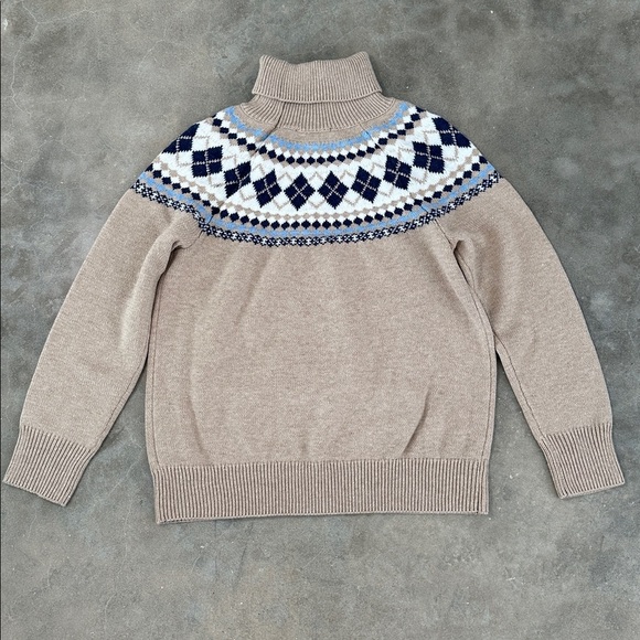 Tommy Hilfiger Fairisle Nordic Turtleneck Tan Sweater - Picture 8 of 8